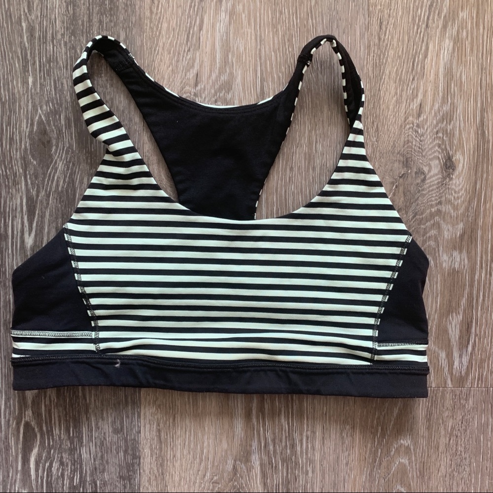 Lululemon Top Speed Run Yoga Bra Stripe Bra Size 8